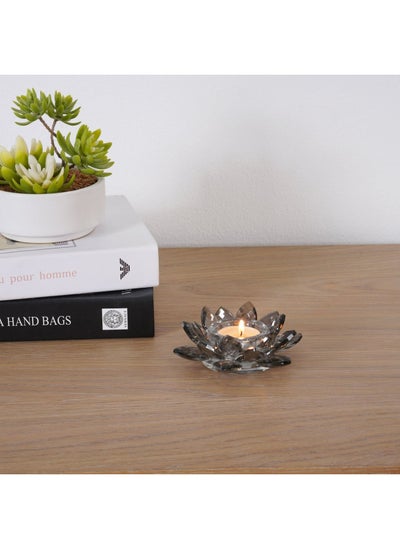 اشتري Lotus Crystal Tealight Holder 12x12x4.6cm- Grey في الامارات