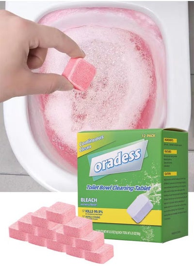 Buy 12 Pcs Foaming Pink Fresh Bathroom Toilet Bowl Cleaner Tablets Deep Cleaning Limescale Calcium Rust Stain Remover Deodorizing in UAE