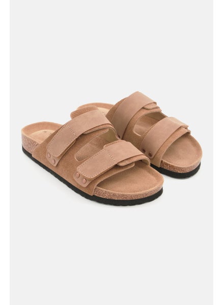 اشتري Men Velcro Flat Cork Sandals, Brown Combo في السعودية