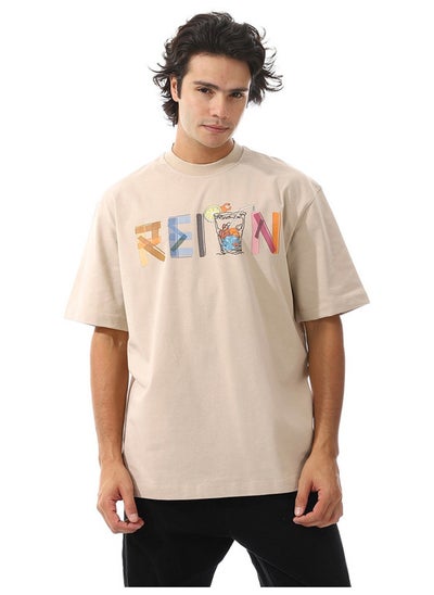 Buy Multi-Prints Beige Short Sleeves T-Shirt in Egypt