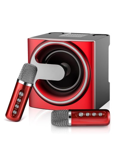 Buy Karaoke System With 2 Microphones And Transformation Light Stereo Speaker Support Bluetooth in UAE
