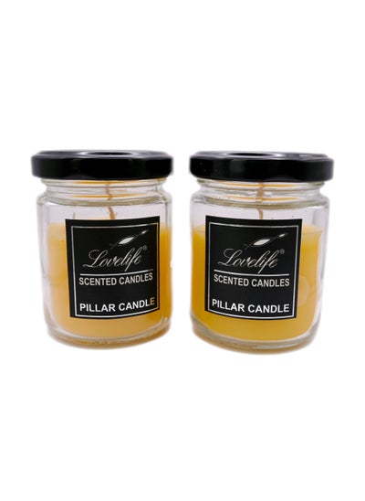 اشتري "Yellow Scented Candle  Large Jar Single Wick Candle  Aromatic Fragranced Candle Jar  Glass Large Jar Candle Set Of 2  " في الامارات