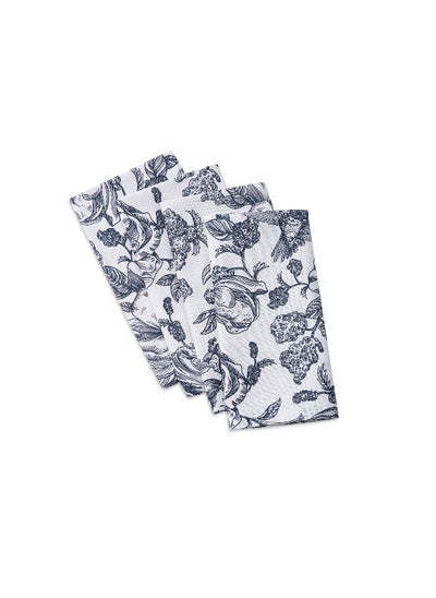 Buy Affinity Floral 4-Piece Napkin Set 45X45Cm - Blue in UAE