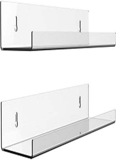 Buy Newthinking 2 Pack Acrylic Floating Shelf for Wall, 40cm Acrylic Floating Wall Shelves No Drill, Wall Clear Display Shelves Storage Rack for Bathroom Living Room Kitchen and Office in Egypt