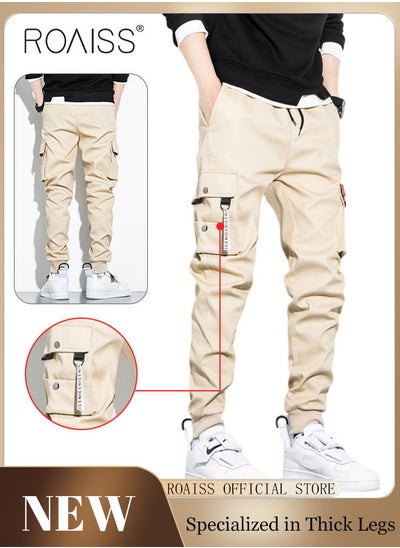 Buy Men's Cargo Pants Casual Pants Loose Fit Ankle-Tied with Elastic Drawstring Suitable for Various Body Types Casual and Trendy in UAE