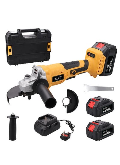 Buy 36V Angle Grinder, Powerful Motor, Max. 10000 RPM, Drill, Angle Grinder, Cordless, Rechargeable Battery, Lightweight, Ergonomic, 2 6.0Ah Li-ion Batteries, Charger, Yellow in Saudi Arabia