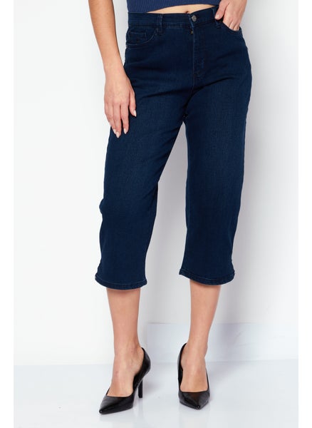 Buy Women Slim Fit Low Rise Straight Leg No Stretch Jeans, Navy in Saudi Arabia