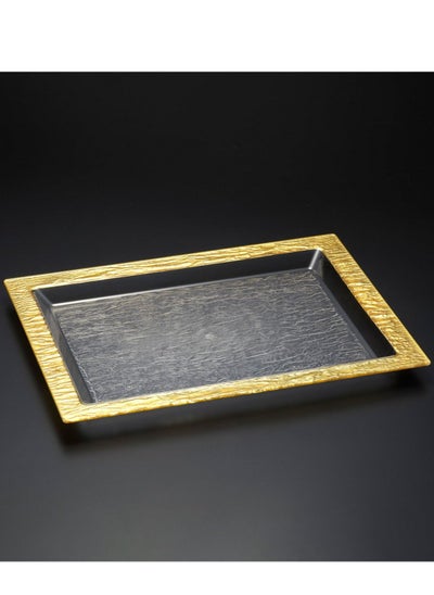 Buy Acrylic Serving Tray Bark Gold 46 cm in UAE