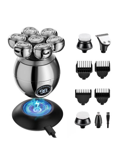 Buy 7D Bald Head Shavers for Men, 6 in 1 Wet Dry Electric Shaver for Face and Head, Waterproof Electric Razor for Men with LCD Display, Men's Grooming Kit with Wireless Charging Base in UAE