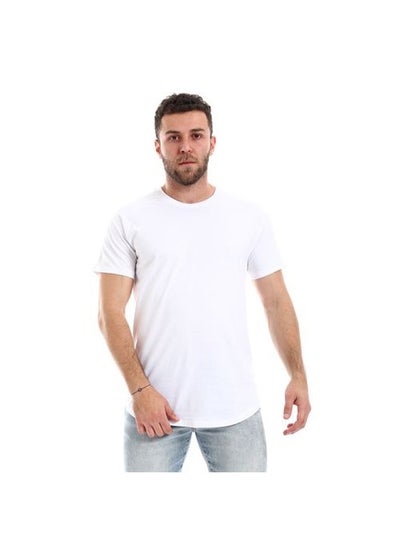 Buy White Basic Solid Curved T in Egypt