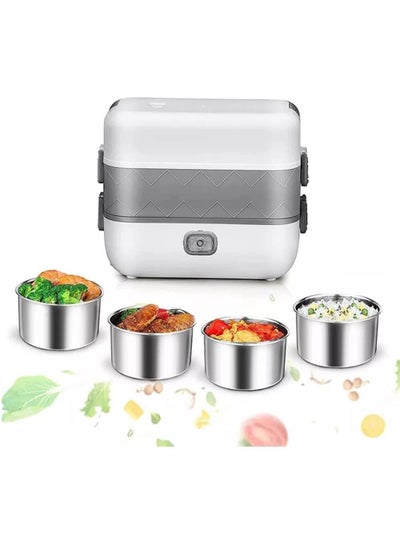 Buy Portable Food Warmer Household 2-Layer Steamer Lunch Box with Stainless Steel Bowl, 2000ml Lunch Box in UAE