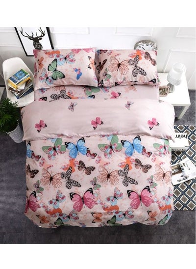 اشتري 4-Piece Single Size Duvet Cover Set 1 Duvet Cover 1 Fitted Sheet 2 Pillow Cases Microfiber Duvet Cover 160x210cm Fitted Sheet 120x200+25 cm Pillow Cover Microfiber Multi colour 48x74 cm في الامارات