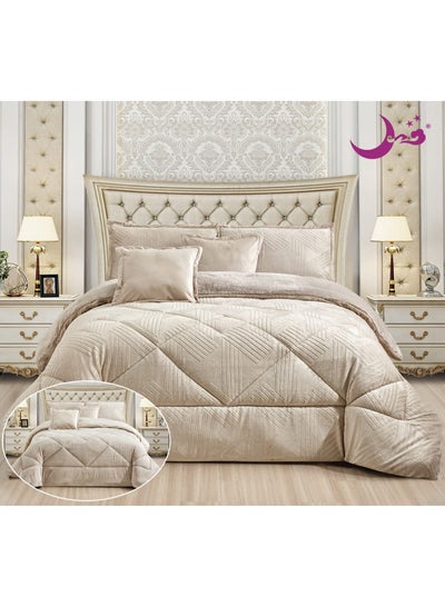 Buy Single winter comforter set, two-side system, velvet face and soft fur side, 4-piece system, medium filling, excellent quality and practical, 160 * 210 cm in Saudi Arabia