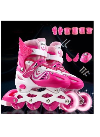 Buy Full Set Single Flash Children′s Roller Skates Adult Roller Skates Adjustable Skates in UAE