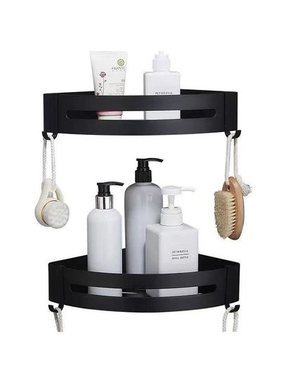 Buy Double Bathroom Shelf,Corner Shelf,Rust-Proof Material, Wall Organization for Storing Shampoo and Face Wash,Easy to Install,Suitable for Hotel/Home/Public Place(Black) in Saudi Arabia