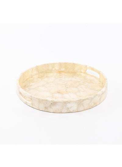 اشتري Skies Decorative Tray, Ivory & Gold - 45x45 cm في الامارات