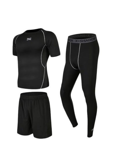 اشتري Sportswear Set Black Men Fitness Clothing Tights Sports Suits في السعودية