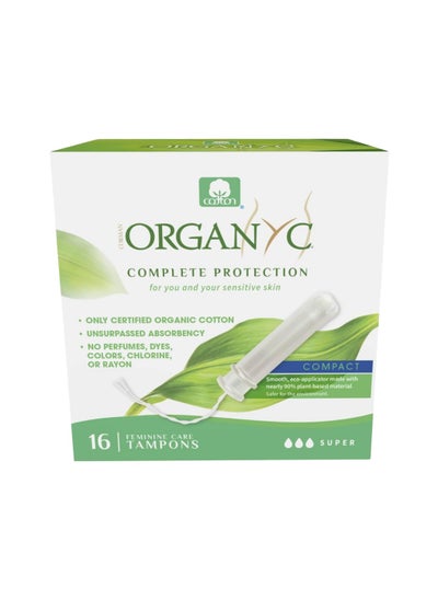 Buy Organyc Complete Protection Feminine Care Organic Cotton Tampons with Compact Applicator, Super, 16 Pieces - Pack of 1 in Saudi Arabia