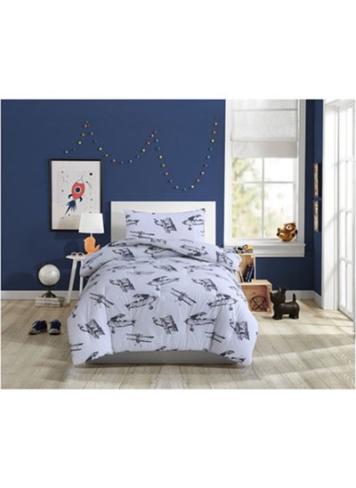 Buy Vintage-Planes 2-Piece Comforter Set Grey 160X220cm in UAE