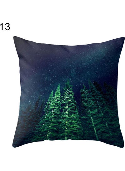 Buy Scenery Printed Pillow Cover Blue/Green in UAE