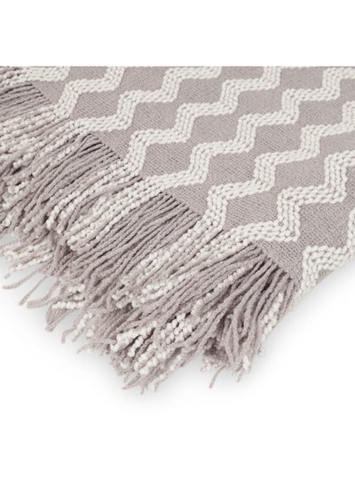 Buy E-Orion Dyed Throw, Grey And White - 127X152 Cm in UAE