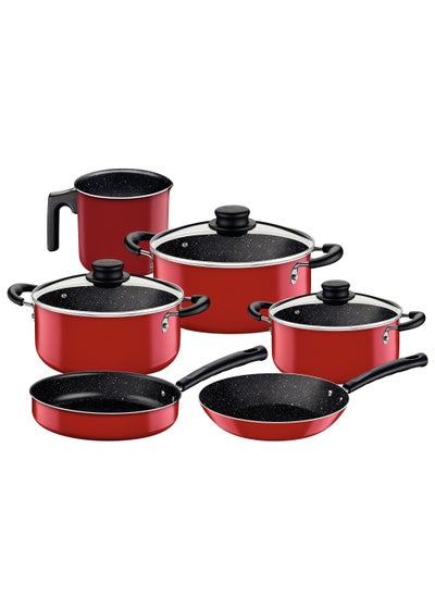 اشتري Tramontina 9 Pieces Red Aluminum Cookware Set with Interior and Exterior Starflon Max Nonstick Coating في الامارات