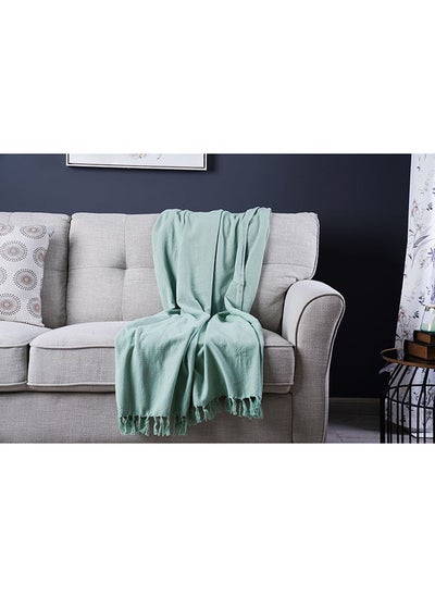 Buy Skyla Knotted Fringed Throw Aquifer 130x170cm in UAE