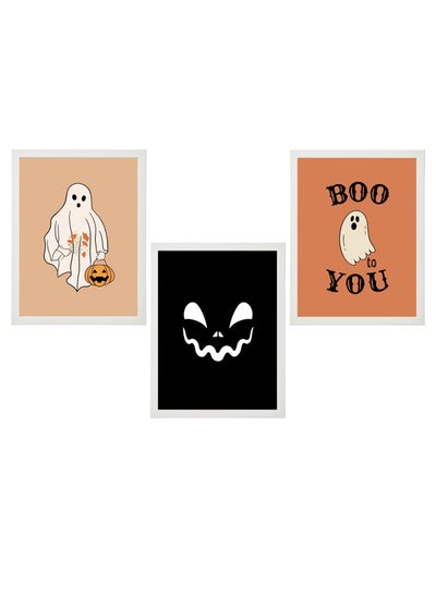 Buy set of , Halloween Spooky Ghost Framed Poster 30x40cm - Spooky Halloween Wall Art Decor for Kids' Rooms, Home, Nursery, or Party -  Halloween Decoration Gift in UAE