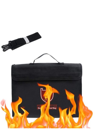 اشتري Fireproof Briefcase Bag Large Capacity with Covered Zipper and Shoulder Strap for Fire Safety Security of A4 Documents Laptop Macbook Cash Money Passports Cards for Home Office 38x28cm في الامارات