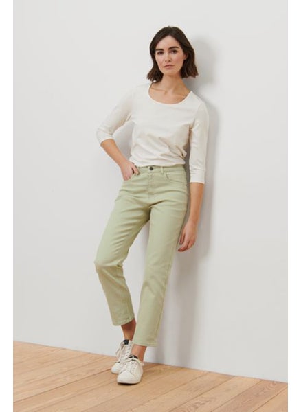 Buy Women Regular Fit Plain Stretchable Denim, Mint Green in UAE