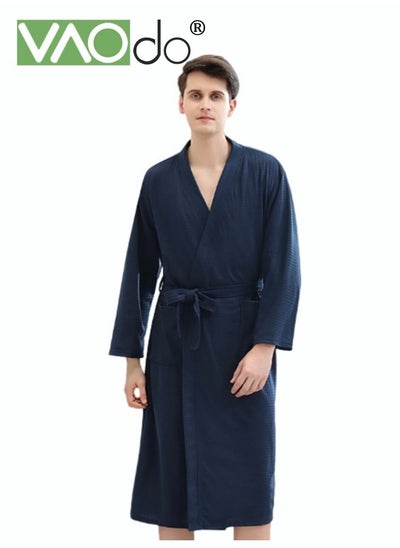 Buy Men's Bathrobe Light Super Absorbent Skin-friendly Home Clothes Suitable For All Seasons Nightgown Navy Blue in Saudi Arabia