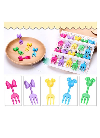 اشتري Cartoon Food Fruits Picks Mini Dessert Forks Resin Toothpick Cutlery Set for Kids for Cake Dessert Pastry Party Supply في الامارات