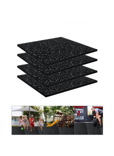 Buy CHAMPKIT Thick Exercise Equipment Mat , Interlocking Rubber Floor Tiles for Home Gym and Fitness Room, Protective Flooring Mat ( 4 pack , total 1 square meter), Black and White in Saudi Arabia