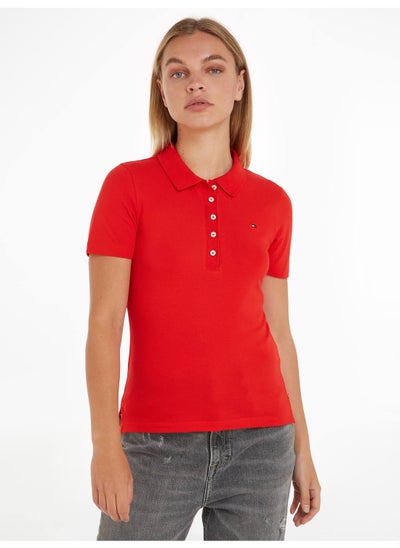 Buy Women's 1985 Collection Flag Embroidery Slim Polo, Red in UAE