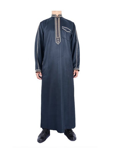 اشتري Spring Standing Collar Printed Men's Ethnic Style Loose Long Robe في السعودية