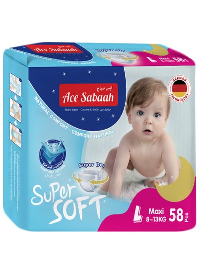 Buy Baby Super Dry Diaper Soft Feel Large Maxi 8 - 13 Kg Natural Comfort Pack Of 1 in UAE