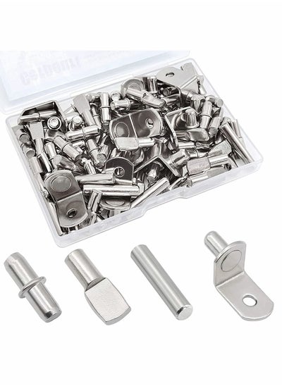 اشتري Shelf Pins Kit,4 Styles Nickel Plated Shelf Support Pegs, Bookshelf Pegs for Shelves, Cabinet Shelf Bracket Pegs Shelf Pins Holders for Kitchen Furniture & Closet 104Pcs (5mm & 1/4inch) في السعودية