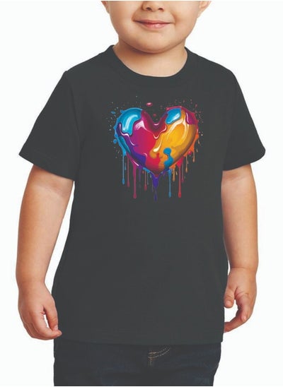 Buy Boys Black Colour Drip T-Shirt - Round Neck Short Sleeve T-Shirt - Soft and Comfortable Kids Boys Tshirt - Perfect for Everyday Wear in UAE