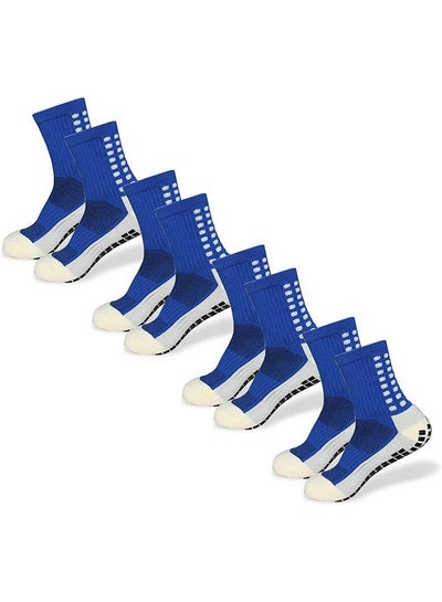 Buy Men's Football Socks Non-slip Mat Football Basketball Sports Non-slip Socks - Blue 4 Pairs in Saudi Arabia