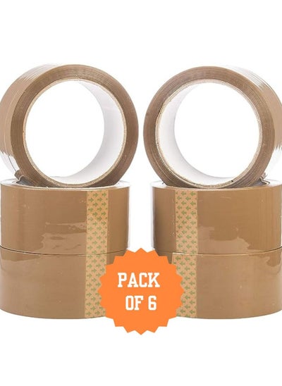 Buy 6 Rolls 2" wide 45 yards Brown Premium Quality Tape for All Purpose use -Heavy Duty Packaging, Shipping, Moving, Sealing - Stronger & Thicker items, Office and Home. in UAE