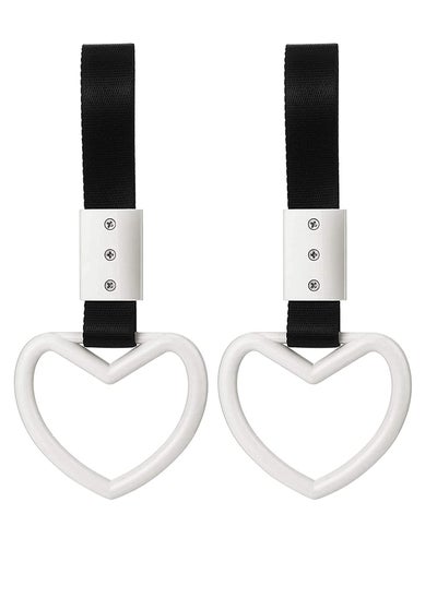 اشتري Heart-Shaped Hand Strap for Car, Rear Bumper Warning Ring Decorative Warning Loops Subway Heart Handles for Car Interior Exterior Decoration, 2 Pieces في السعودية