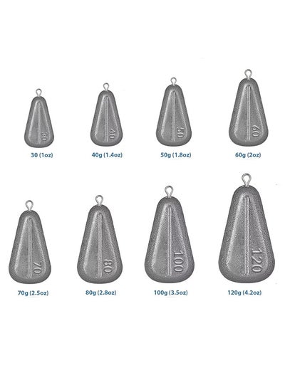 Buy 8-Piece Fishing Weights Sinkers No Roll Sinkers Lead Weights No Snag Flat Inline Sinkers for Catfishing Rigs(30g/40g/50g/60g/70g/80g/100g/120g) in UAE