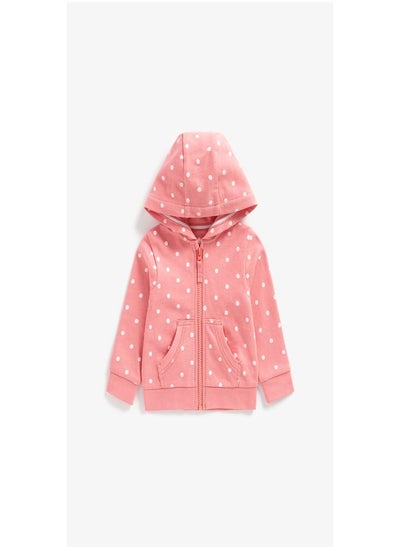 اشتري Peach Polka Dot Zip Up Hoodie في السعودية