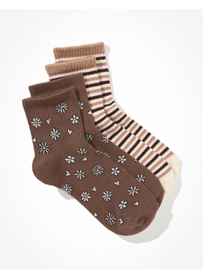 Buy AE Daisy Striped Boyfriend Sock 2-Pack in Egypt