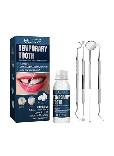 اشتري EELHOE 30ml Moldable Teeth Glue 4 Dental Tools Temporary Tooth Filling Set Difficult to Deform Smile Confidently في السعودية