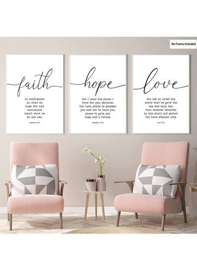 اشتري Faith Hope and Love Bible Verses 3 Piece Canvas Wall Art Decor Serenity Prayer Wall Art or Living Room Large Size Christian Art Religious Quotes Wall Decor Unframed Love Wall Art Prints 16x24inchx3 في الامارات