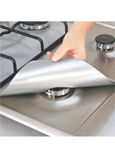 Buy Reusable Non-Stick Silver Stovetop Protectors - 4 Pack in UAE