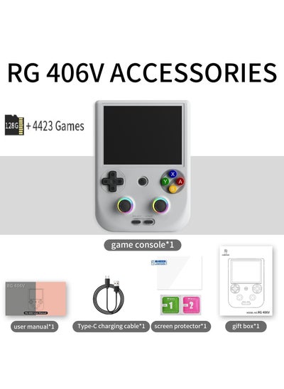 Buy RG406V Handheld Game Console Unisoc T820 Android 13 4-inch IPS multi-touch screen 5500mAh 5G WIFI Bluetooth Retro Video Players (Grey 256G) in UAE