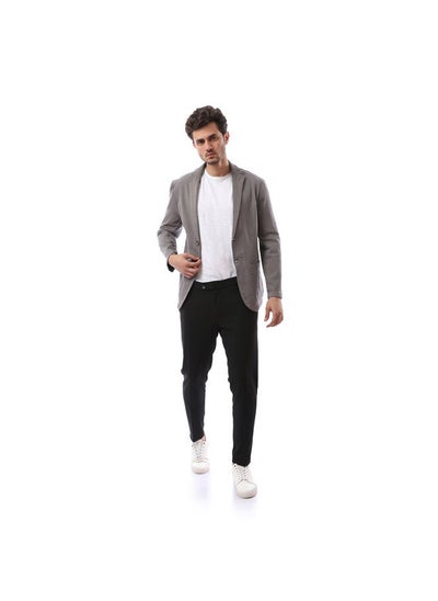 Buy Gabardine Plain Buttoned Blazer - Grey in Egypt