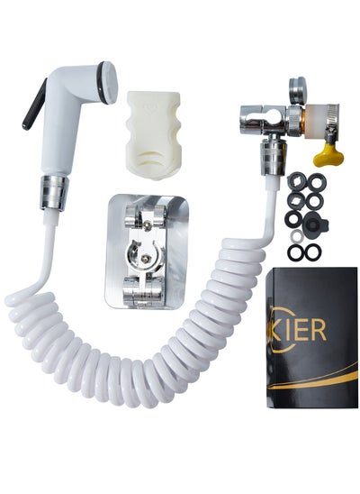 اشتري LUCKIER Shattaf Bidet Sprayer Toilet Sprayer, High Pressure Shatafa Kit with 3meters Hose and Universal Adapter for Taps Diameter 13-24mm. Suitable for home/hotel/bathroom/muslim shower travel في الامارات